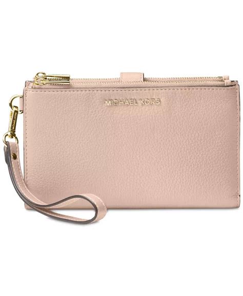 michael kors adele double zip pebble leather phone wristlet|Adele leather phone wristlet.